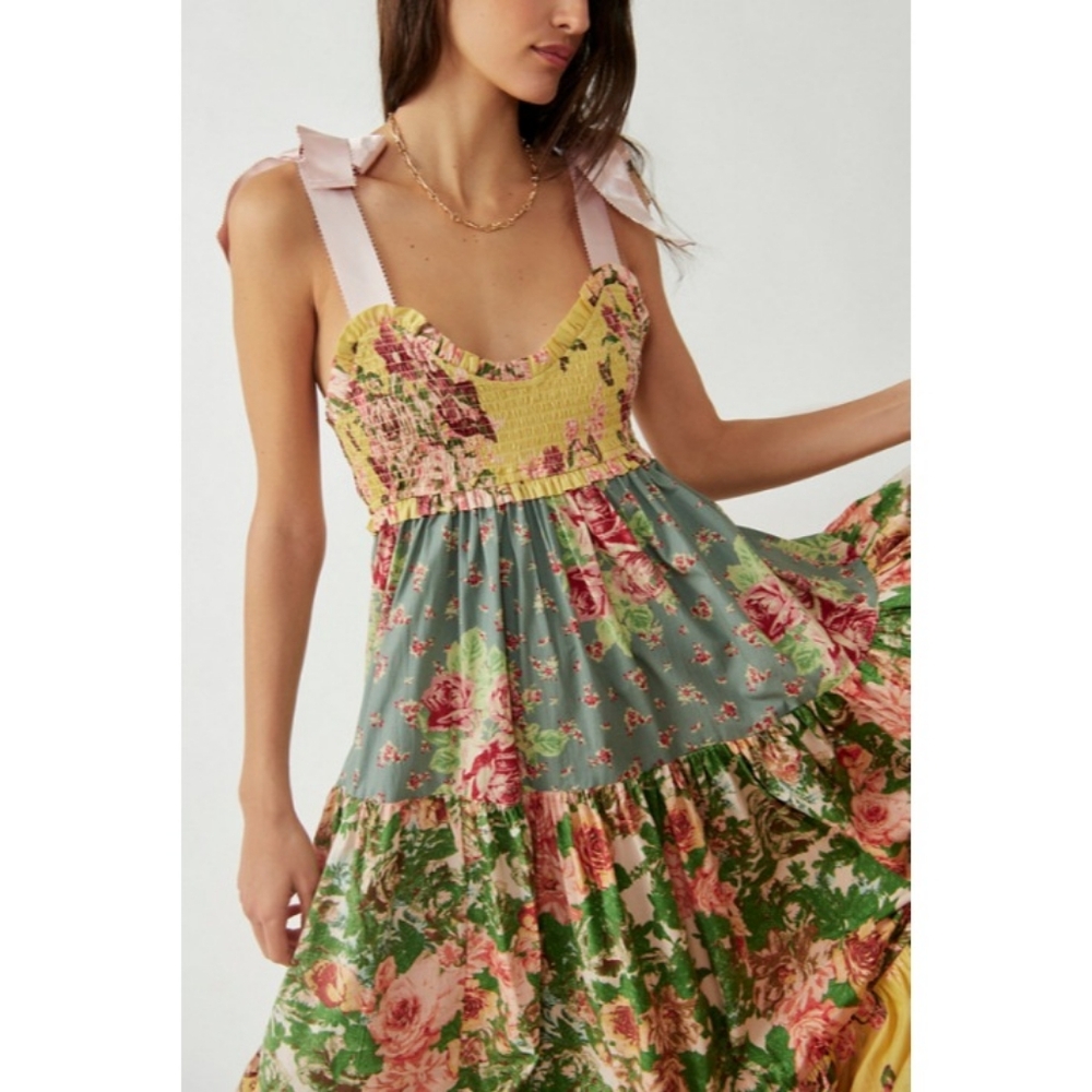Free People Floral Maxi Dress - Yellow and Green - Picture 2 of 8